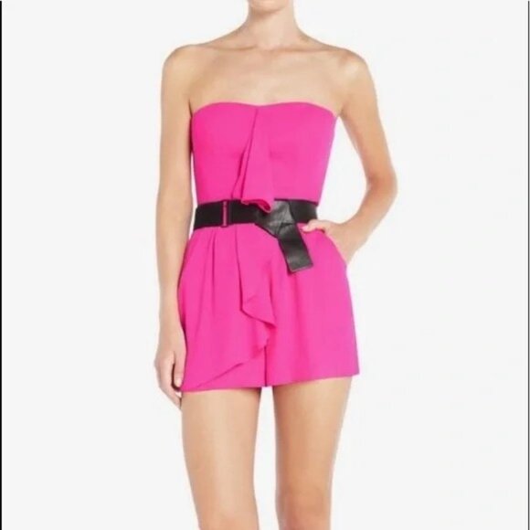 bcbgmaxazria runway hot pink romper size 0 - Picture 1 of 7